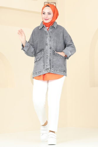 moda selvim Jacket 20387ETT926 Washable Grey - Thumbnail