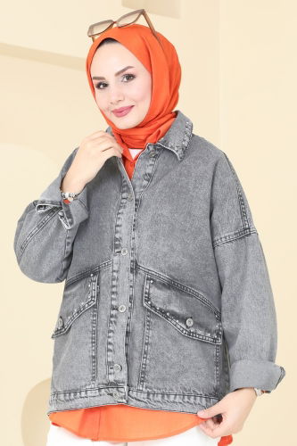 moda selvim Jacket 20387ETT926 Washable Grey - Thumbnail