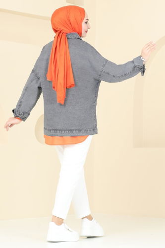 moda selvim Jacket 20387ETT926 Washable Grey - Thumbnail