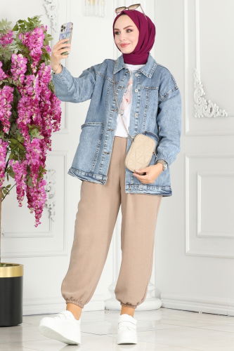 moda selvim JACKET 20393ETT926 Washed Jeans - Thumbnail