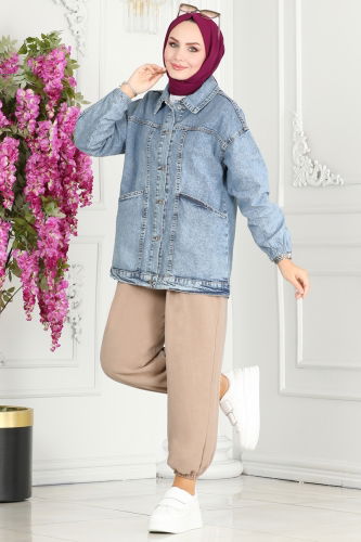 moda selvim JACKET 20393ETT926 Washed Jeans - Thumbnail