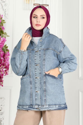 moda selvim JACKET 20393ETT926 Washed Jeans - Thumbnail