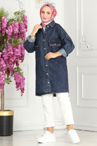 moda selvim Jacket 20411ETT926 Dark Denim - Thumbnail