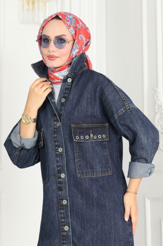 moda selvim Jacket 20411ETT926 Dark Denim - Thumbnail