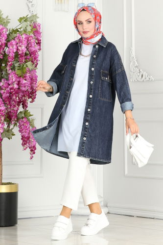 moda selvim Jacket 20411ETT926 Dark Denim - Thumbnail