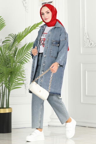 moda selvim JACKET 20411ETT926 Washed Jeans - Thumbnail