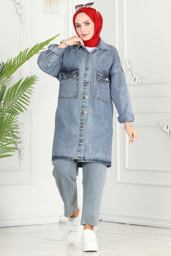 moda selvim JACKET 20411ETT926 Washed Jeans - Thumbnail