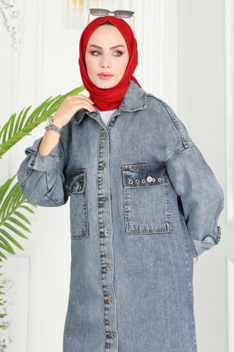 moda selvim JACKET 20411ETT926 Washed Jeans - Thumbnail