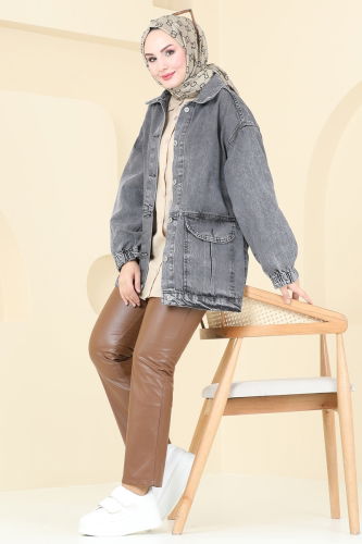 moda selvim Jacket 20464ETT926 Washed Anthracite - Thumbnail