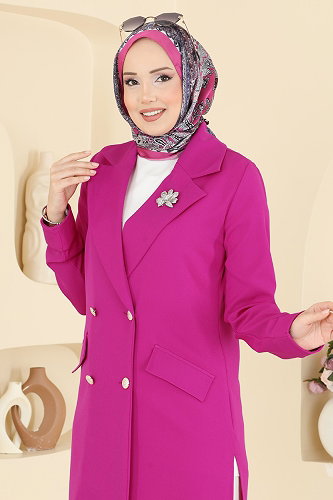 moda selvim Jacket 2878SLK540 Fuchsia - Thumbnail
