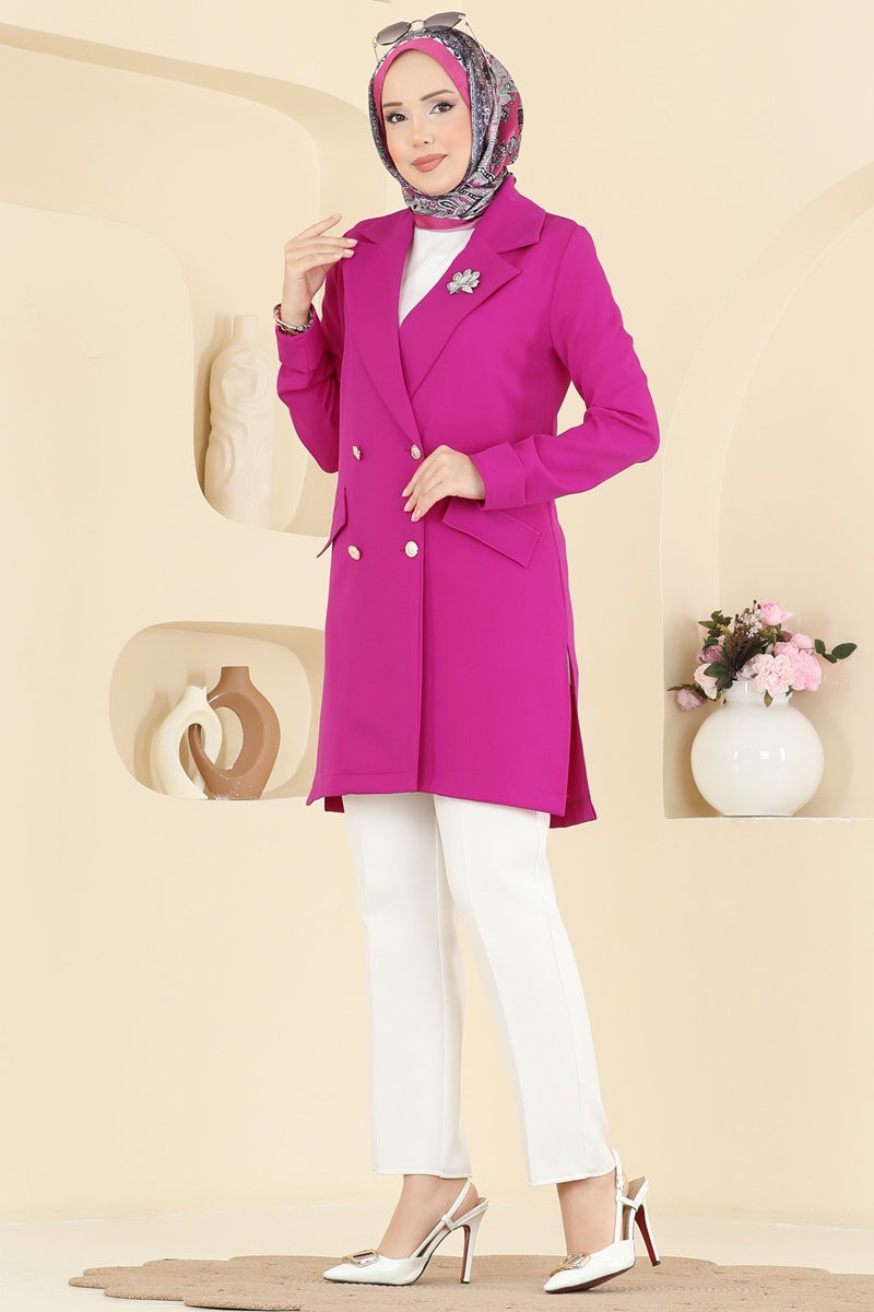 ジャケット・アウター FUMIKA_UCHIDA SCARF COLLAR DRESS COAT Jacket 2878SLK540 Fuchsia - Moda Selvim