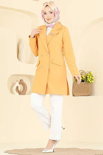 moda selvim جاكيت خردلي 2878SLK540 - Thumbnail
