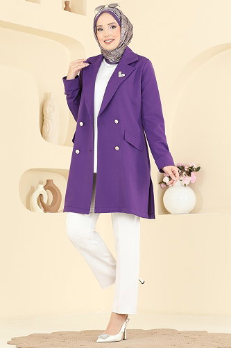 moda selvim Jacket 2878SLK540 Purple - Thumbnail