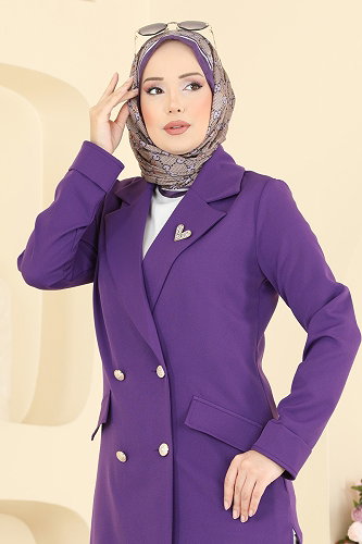 moda selvim Jacket 2878SLK540 Purple - Thumbnail