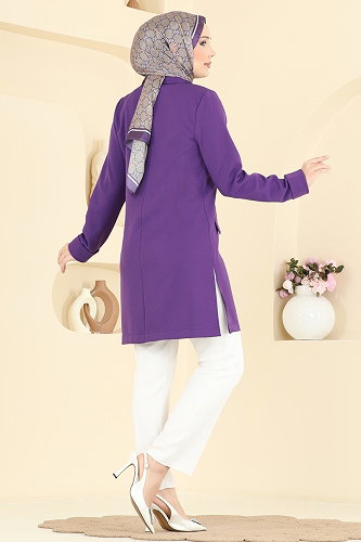 moda selvim جاكيت أرجواني 2878SLK540 - Thumbnail