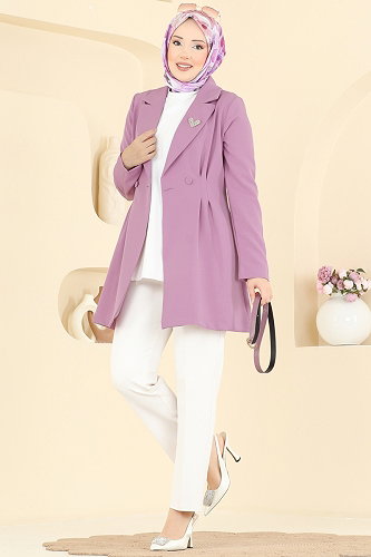 moda selvim جاكيت بنفسجي فاتح 2882SLK540 - Thumbnail