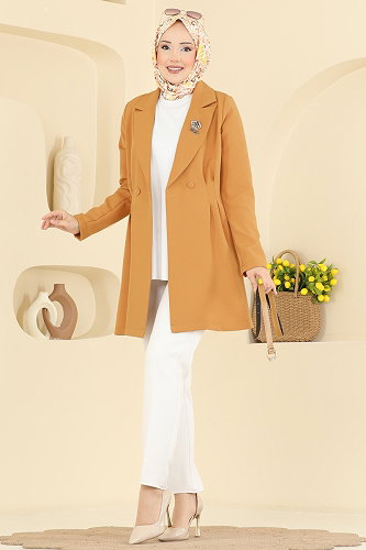 moda selvim جاكيت خردلي 2882SLK540 - Thumbnail