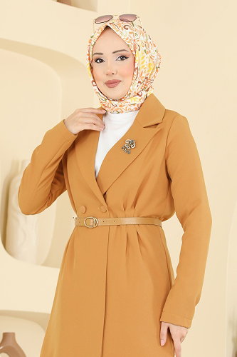 moda selvim جاكيت خردلي 2882SLK540 - Thumbnail
