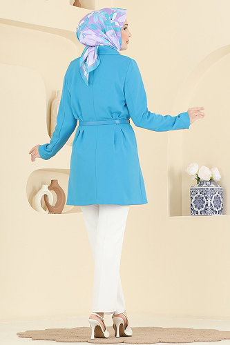 moda selvim جاكيت تركواز 2882SLK540 - Thumbnail