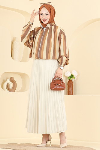 moda selvim جاكيت بني 7041ORG1169 - Thumbnail