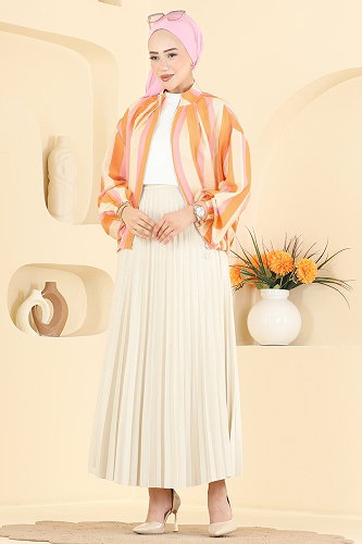 moda selvim جاكيت برتقالي 7041ORG1169 - Thumbnail