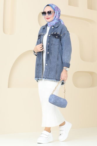 moda selvim Jacket 9744BRZ597 Washed Jeans - Thumbnail