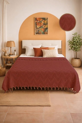 B.L.H. - Jakarlı Çift Kişilik Pike 8529BLH1197 Kiremit