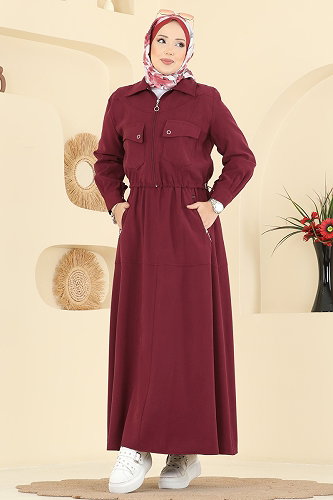 moda selvim Jile Detaylı Ceketli Takım 1781FMZ1159 Bordo - Thumbnail