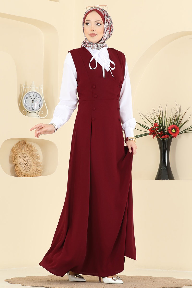 Jile Detaylı İthal Krep Takım 306ASN888 Bordo
