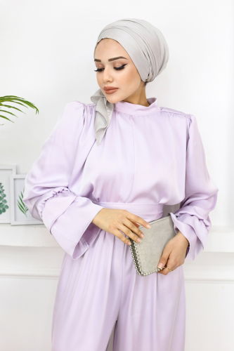 moda selvim Jumpsuit 232OFR845 Lilac - Thumbnail