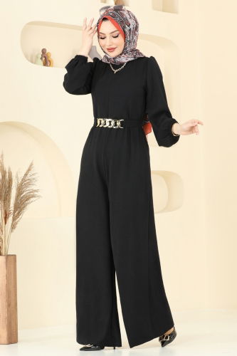 moda selvim Jumpsuit 2667SL432 Black - Thumbnail