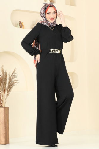 moda selvim Jumpsuit 2667SL432 Black - Thumbnail