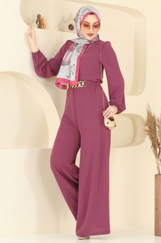 moda selvim Jumpsuit 2667SL432 Dark Lilac - Thumbnail