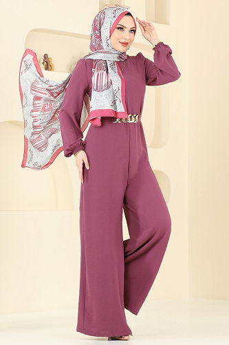 moda selvim Jumpsuit 2667SL432 Dark Lilac - Thumbnail