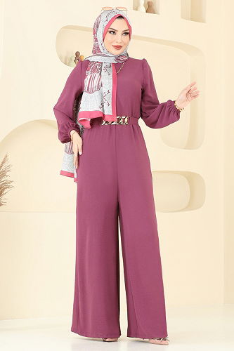 moda selvim Jumpsuit 2667SL432 Dark Lilac - Thumbnail