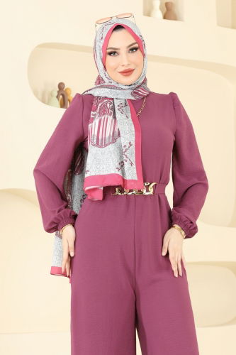 moda selvim Jumpsuit 2667SL432 Dark Lilac - Thumbnail