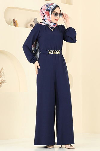 moda selvim Jumpsuit 2667SL432 Navy Blue - Thumbnail