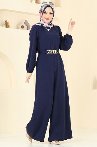 moda selvim Jumpsuit 2667SL432 Navy Blue - Thumbnail