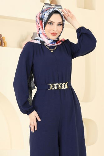 moda selvim Jumpsuit 2667SL432 Navy Blue - Thumbnail