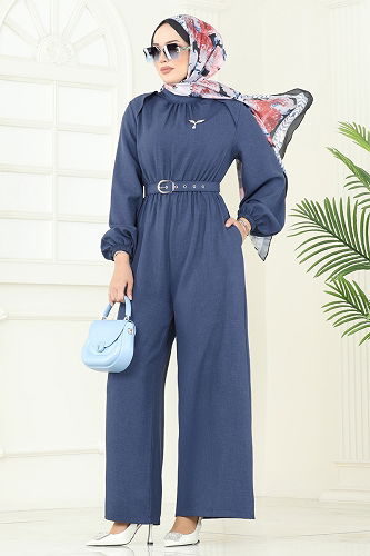 moda selvim Jumpsuit 2687SL432 Indigo - Thumbnail