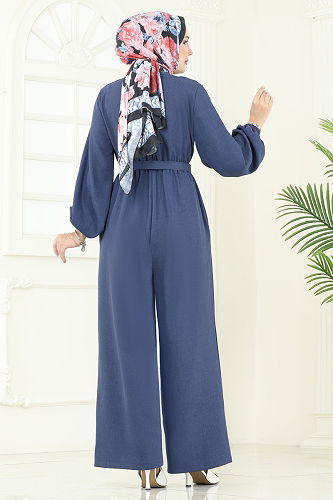 moda selvim Jumpsuit 2687SL432 Indigo - Thumbnail