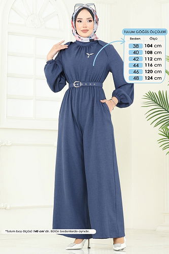 moda selvim Jumpsuit 2687SL432 Indigo - Thumbnail