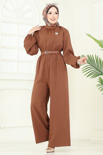 moda selvim Jumpsuit 2687SL432 Tan - Thumbnail