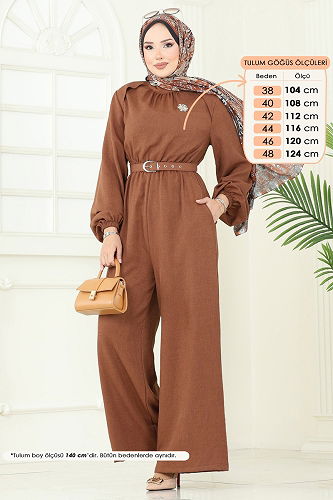 moda selvim Jumpsuit 2687SL432 Tan - Thumbnail