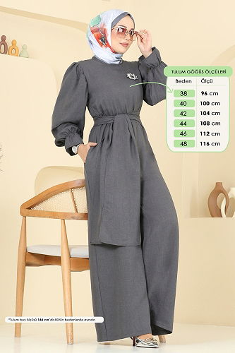 moda selvim بدلة افرول رمادي غامق 2689SL432 - Thumbnail