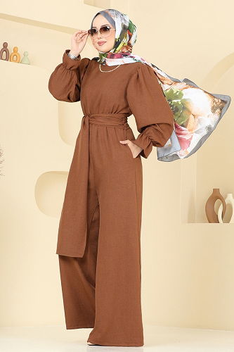 moda selvim Jumpsuit 2689SL432 Brown - Thumbnail