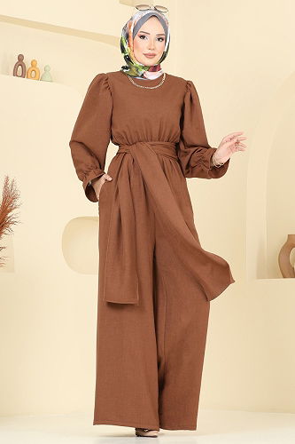 moda selvim Jumpsuit 2689SL432 Brown - Thumbnail