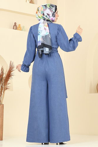 moda selvim Jumpsuit 2689SL432 Indigo - Thumbnail