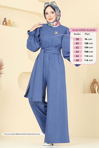 moda selvim Jumpsuit 2689SL432 Indigo - Thumbnail