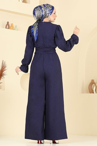 moda selvim Jumpsuit 2689SL432 Navy Blue - Thumbnail